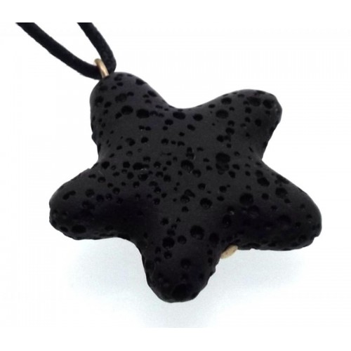 Small Natural Black Volcanic Lava Rock Star Pendant